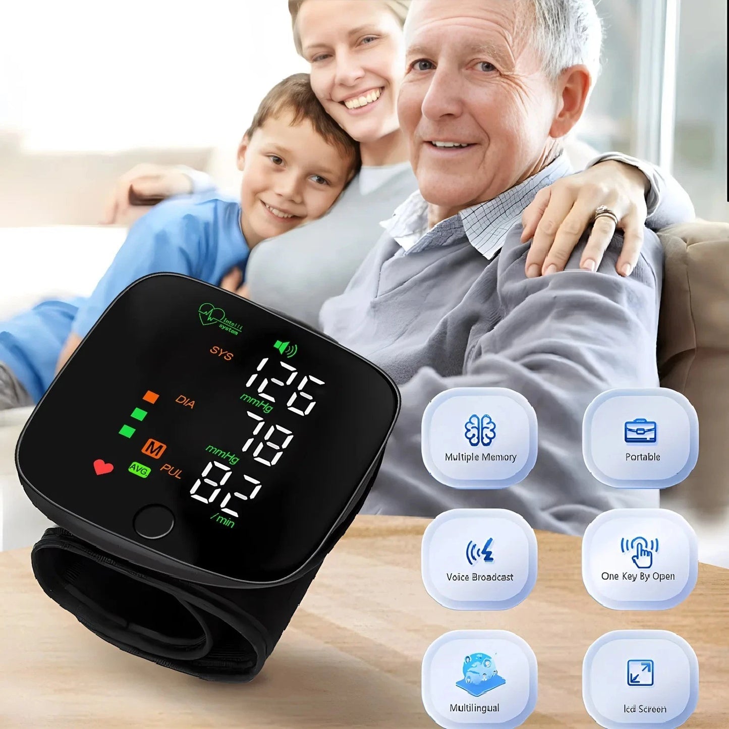 Smart Bracelet with LED Display – BP Monitoring – Touchscreen Wristband